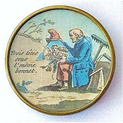 A VERY RARE 18TH CENTURY UNDER GLASS BUTTON