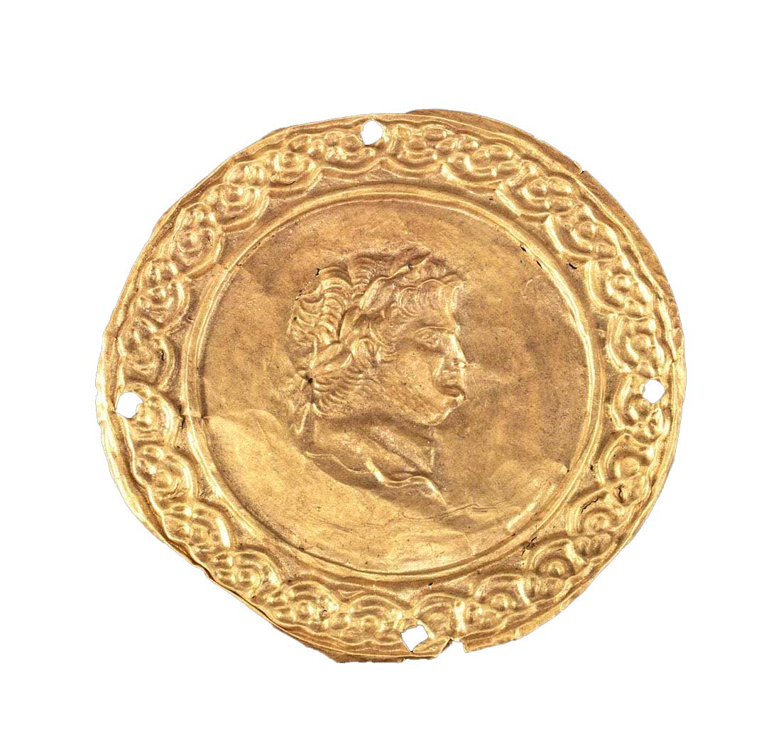 Roman Gold Repousse Applique w/ Portrait of Nero