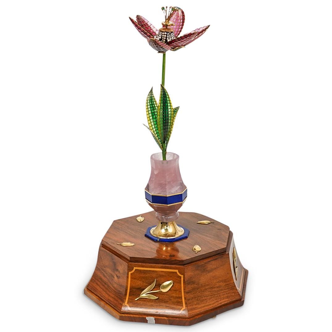 Tulip Semi Precious, Gold and Diamond Sculpture