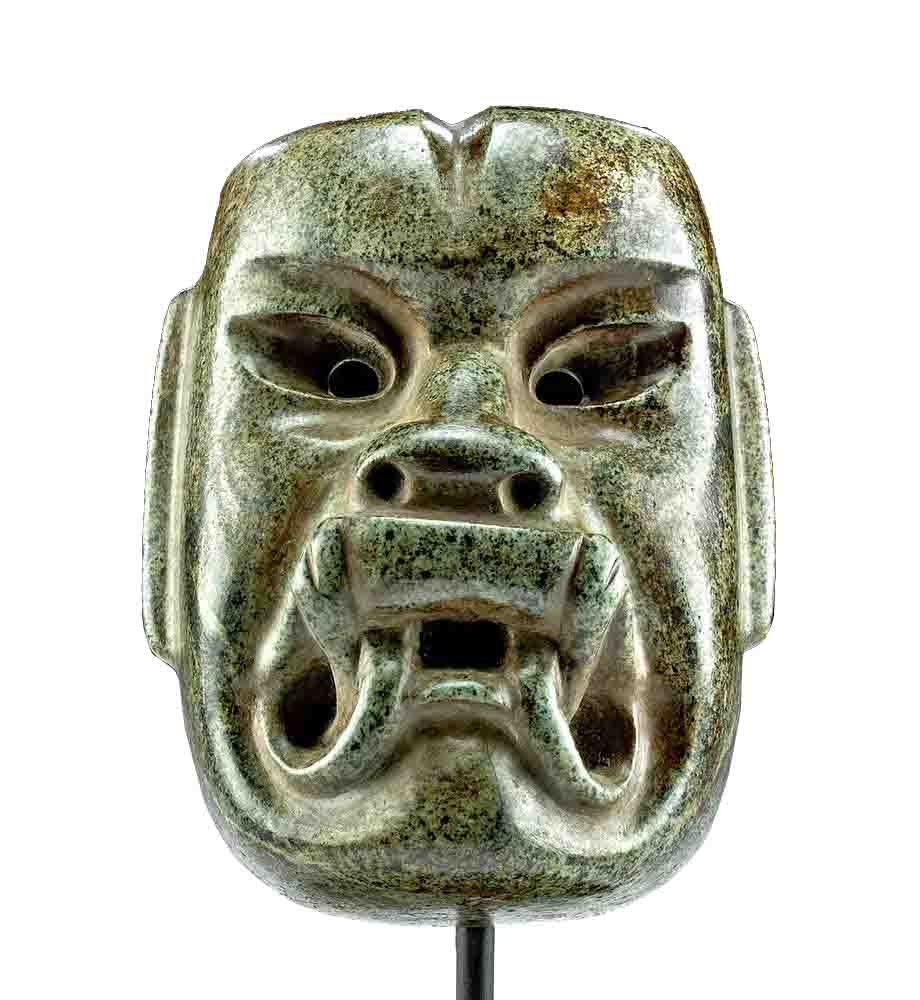 Stunning Olmec Jade Maskette Were-Jaguar Transforming