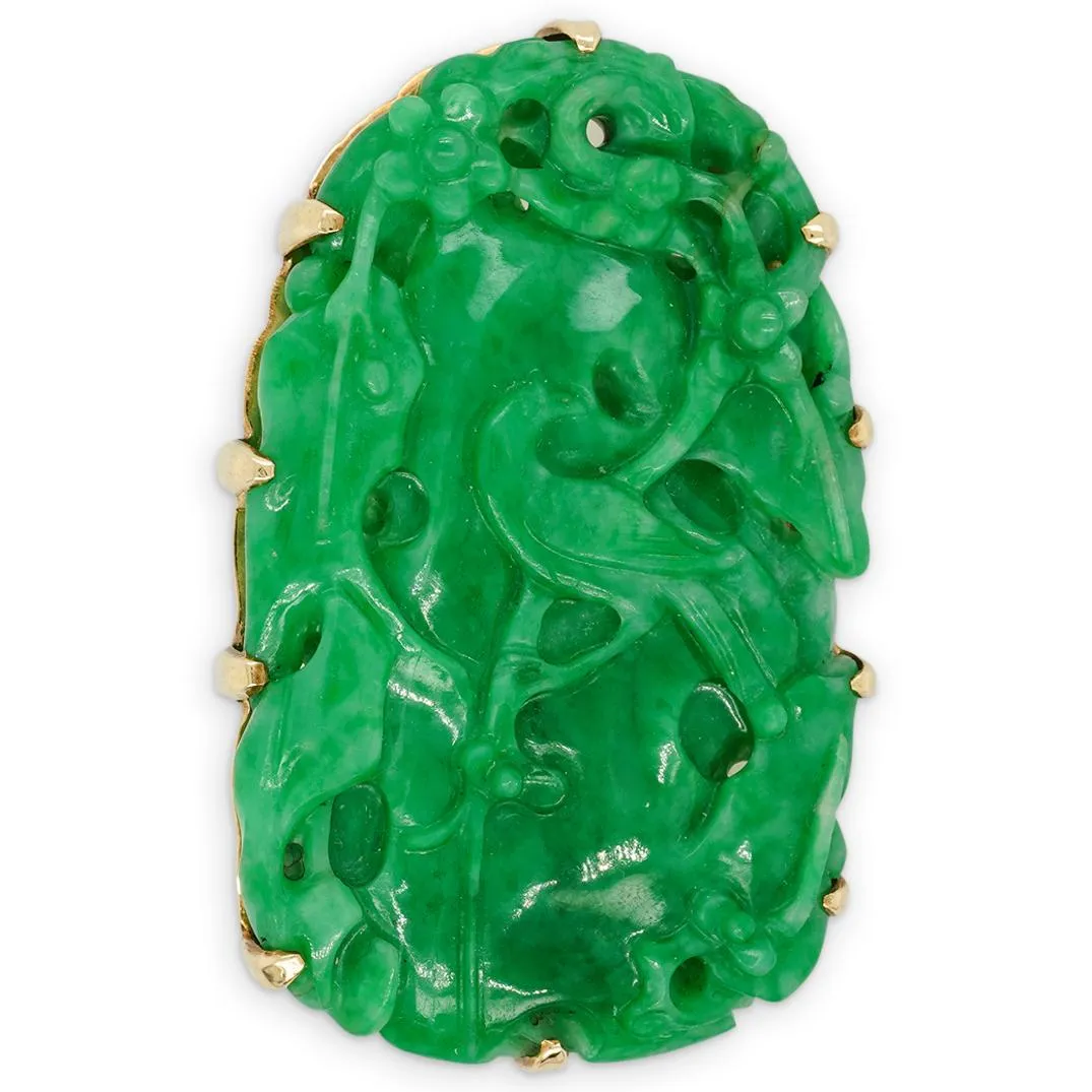 Ex Christies Grade A Jadeite Gold Mounted Brooch