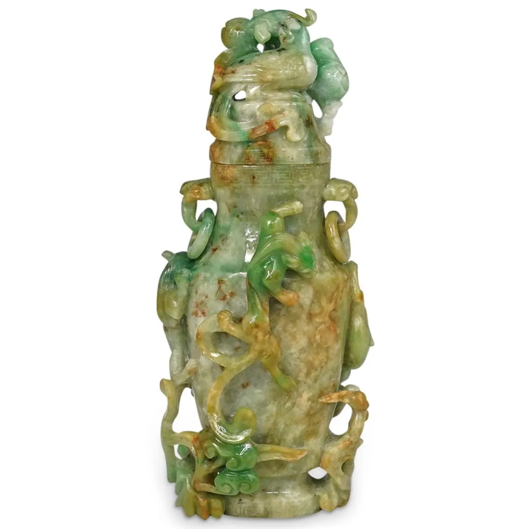 Chinese Carved Jadeite Urn