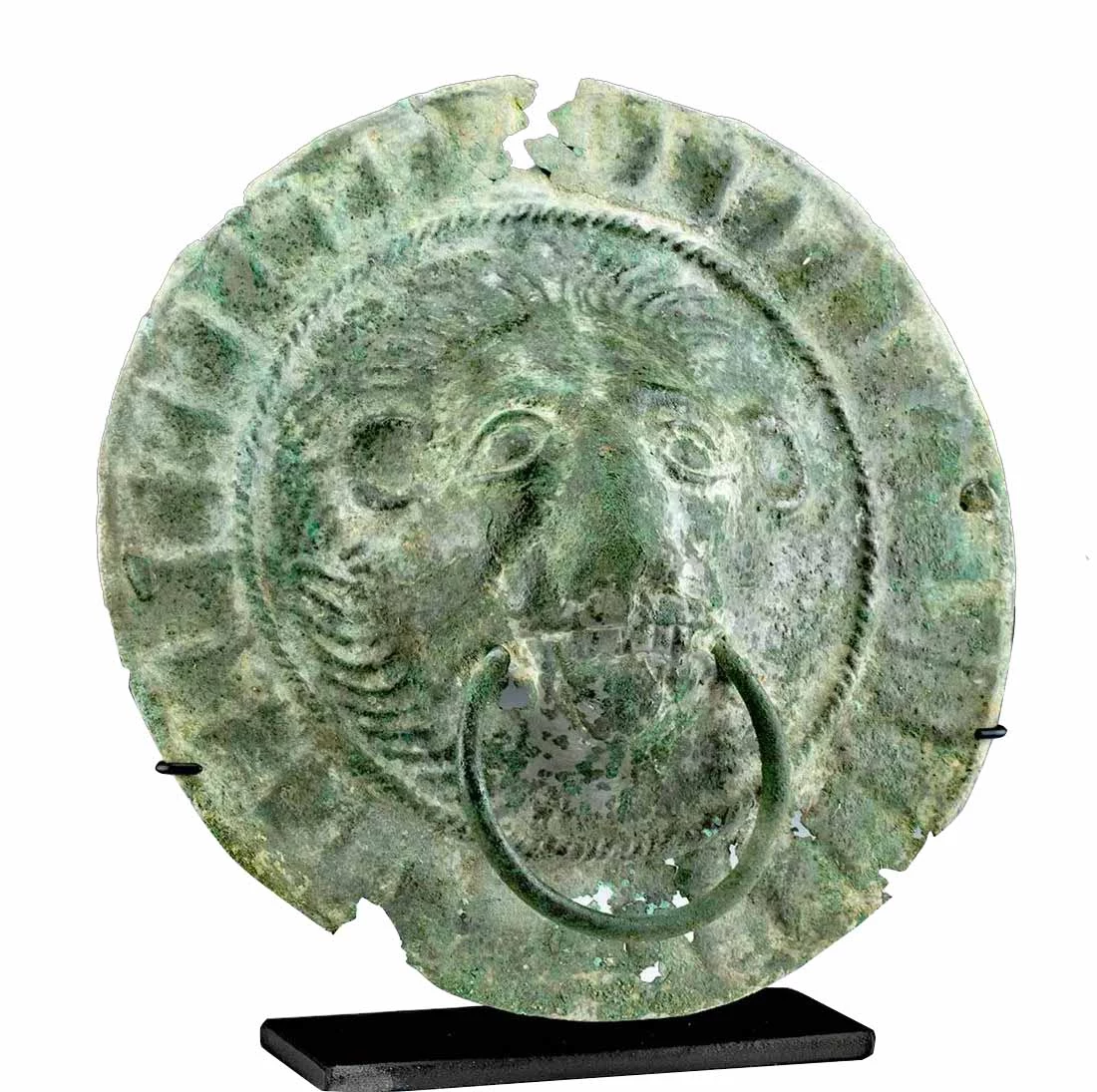 Rare Etruscan Bronze Boss Lion w/ Ring in Mouth