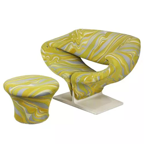 Pierre Paulin, Ribbon chair and ottoman for Artifort