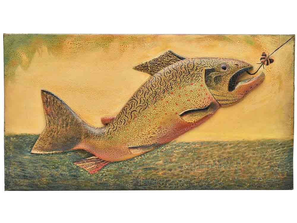 Important, and certainly one of the finest Oscar Peterson fish plaques to ever be offered at auction, Cadillac, Michigan, 2nd quarter 20th century.