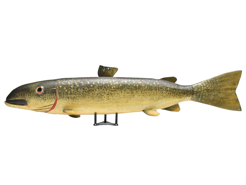 Important lake trout trade sign, Oscar Peterson, Cadillac, Michigan, 2nd quarter 20th century.