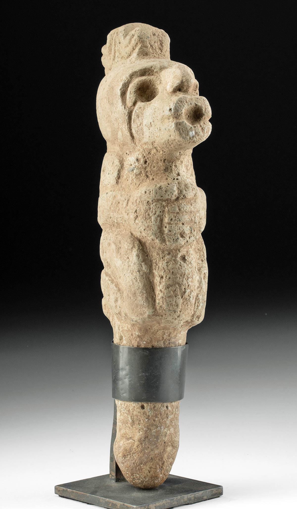 Maya Stone Kneeling Monkey Figure