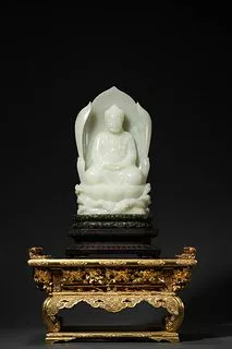 A Carved Jade Buddha Shakyamuni Statue, Qianlong