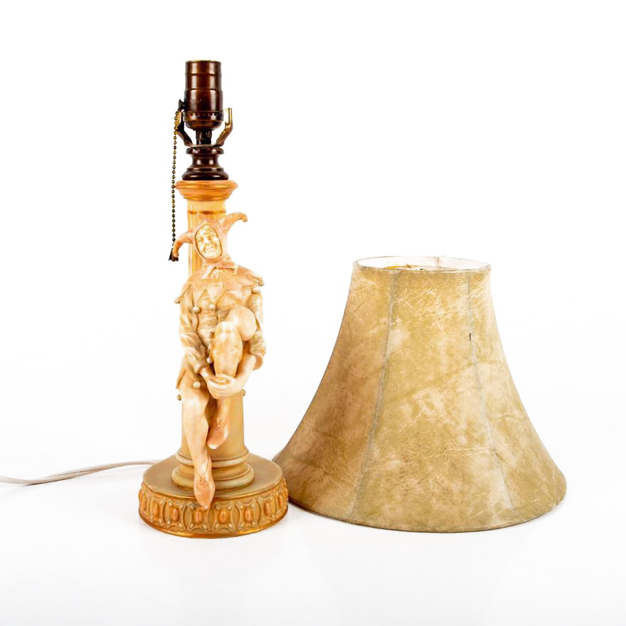 Doulton Burslem Vellum Figurine Lamp, Jester