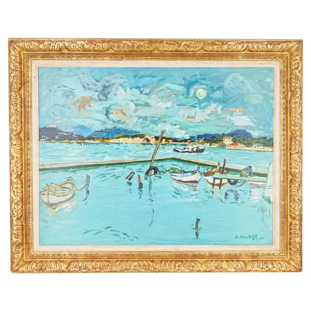 Robert Mendoze (French, b. 1930-) "En Rade de Toulon"