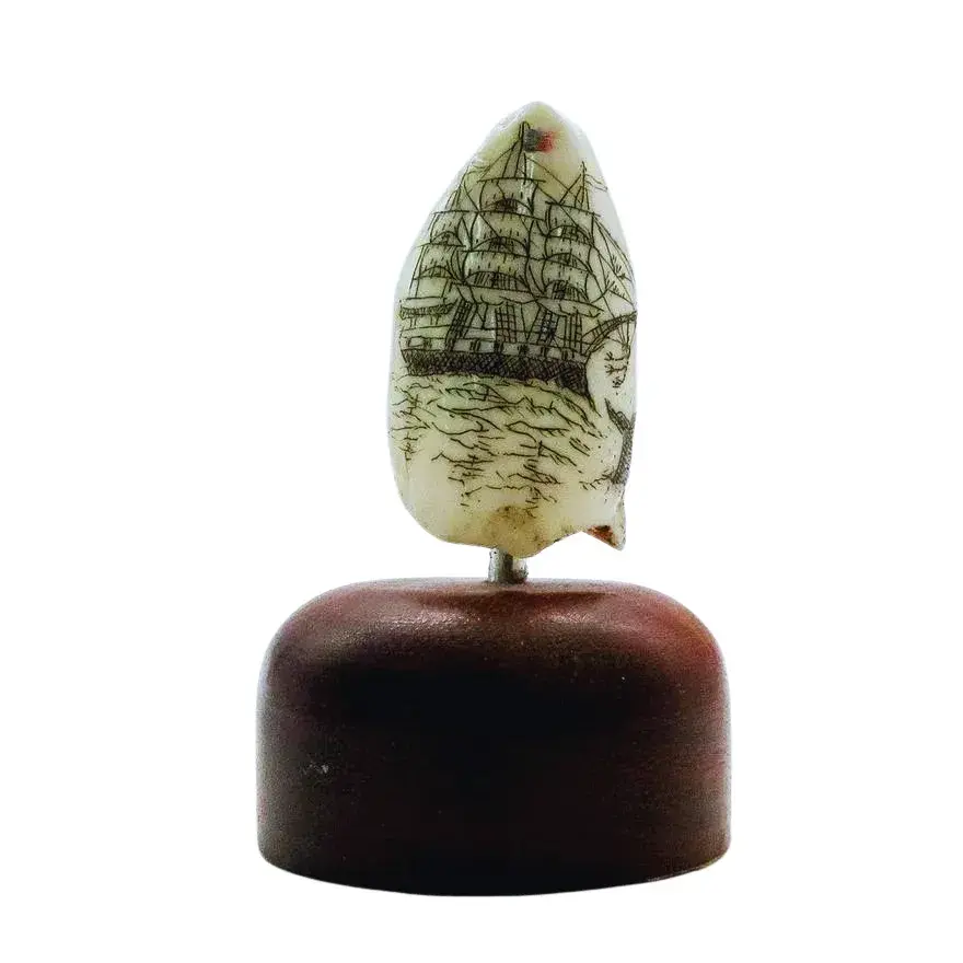 Scrimshaw By Gregos Vintage Bone Carving Flying Cloud Ship