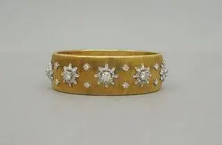 Buccellati 18K Gold and Diamond Bangle Bracelet.