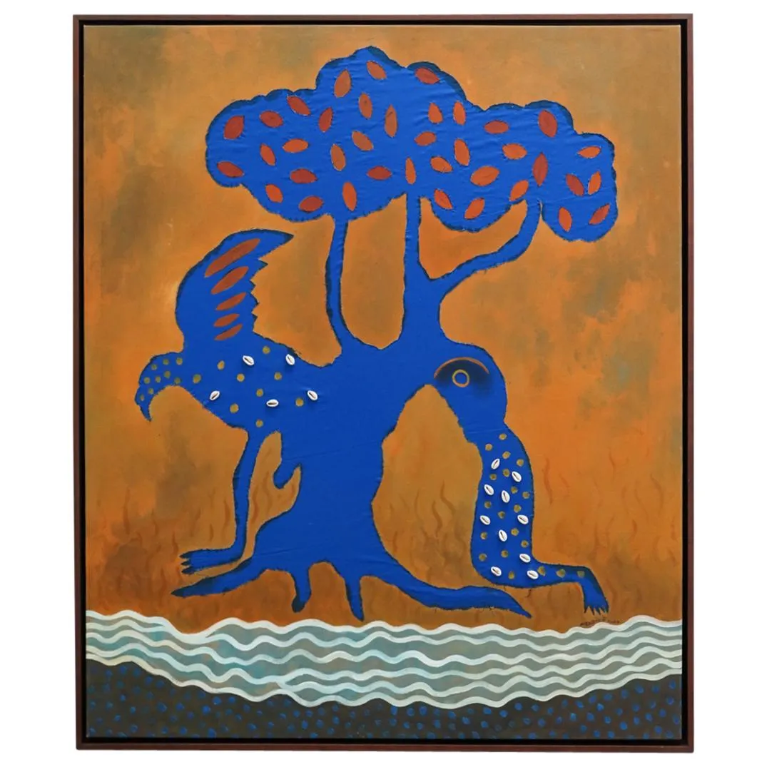 Large Manuel Mendive (Cuban, b. 1944) Mixed Media Painting