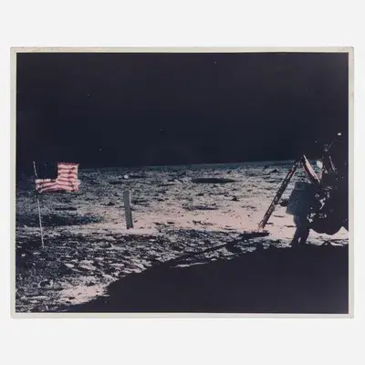 The only photograph of Neil Armstrong on the Moon (large format), Buzz Aldrin