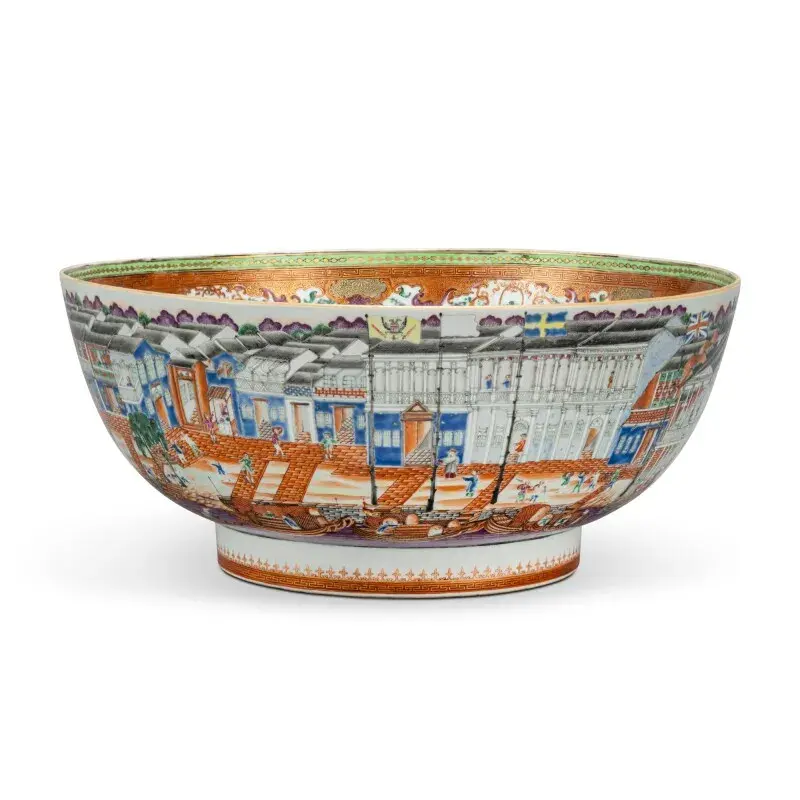 Chinese Export 'Hong' Punch Bowl