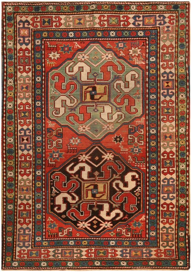 Antique Caucasian Tribal Kazak Rug 6 ft 6 in x 4 ft 4 in (1.98 m x 1.32 m)