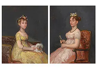 Portrait Of Doña María Vicenta Barruso Valdés And Her Mother Doña Leonora Antonia Valdés De Barruso By Francisco José De Goya Y Lucientes .