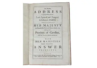 Scarce Pamphlet: Carolina, British Parliament, House of Lords