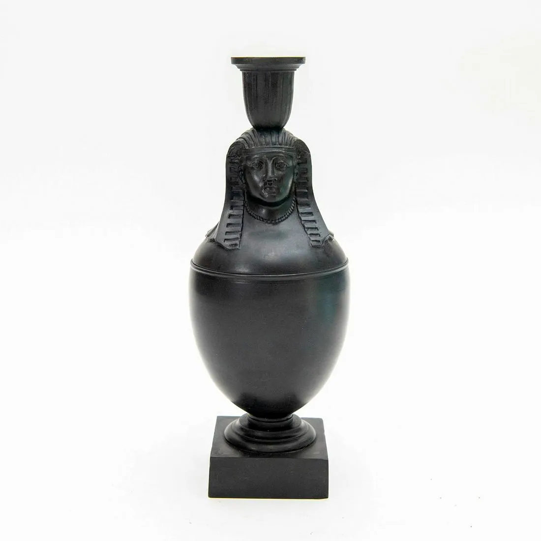 18th c. Wedgwood Black Basalt Canopic Jar Candleholder