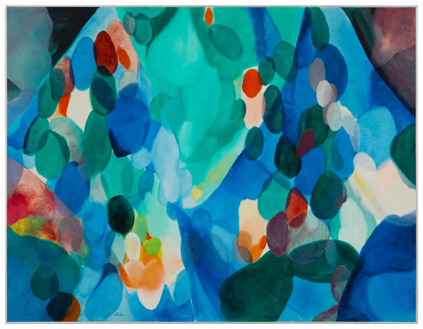 Alice Baber, (1928-1982), "Axe in the Grove," 1966, Oil on canvas, 48" H x 64" W