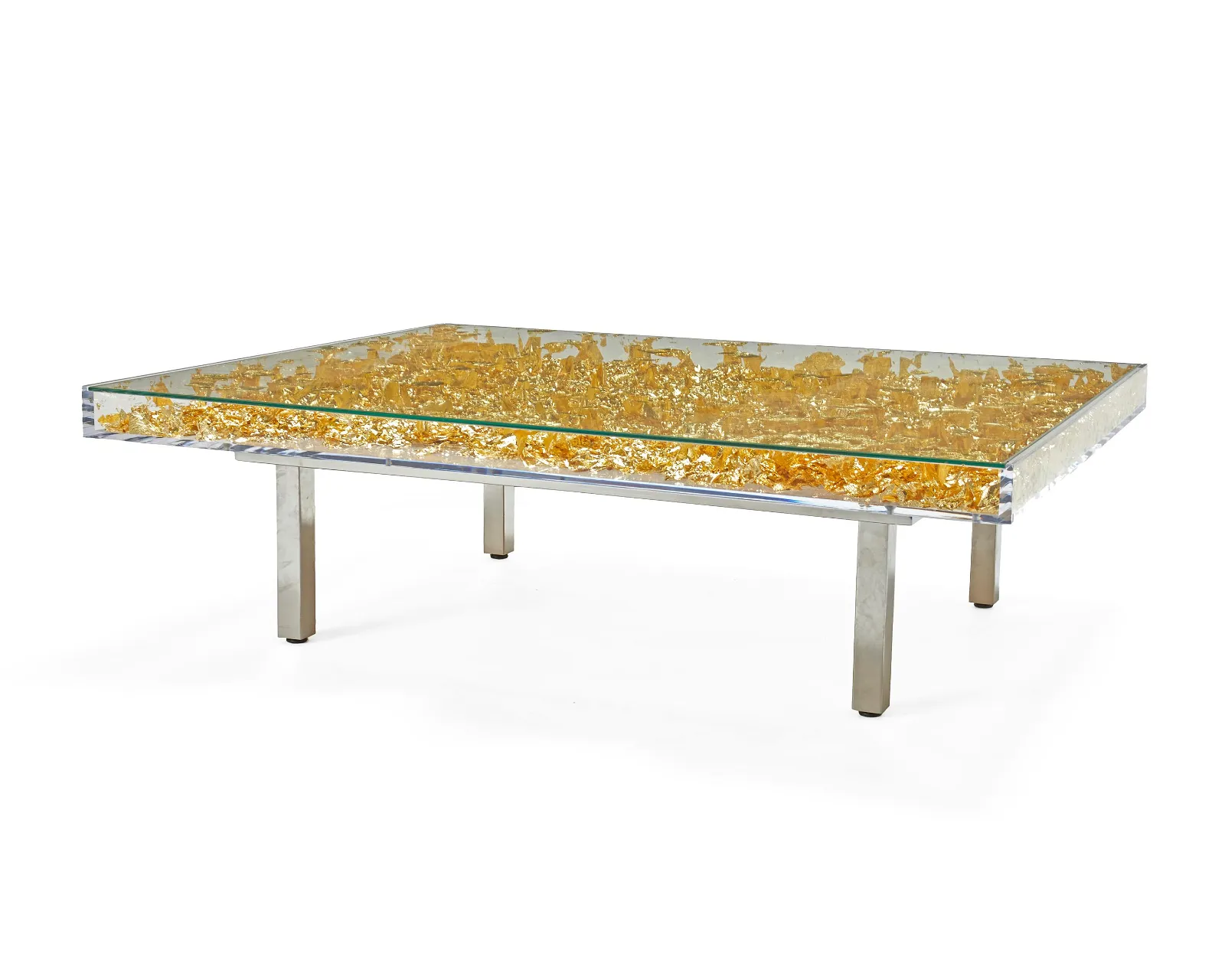 Yves Klein, (1928-1962), "Table Monogold," designed 1961/1963, Gold leaf, glass, Plexiglass, wood,
