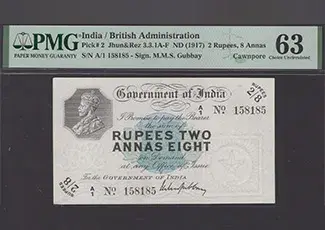 Government of India, 2 Rupees 8 Annas, Cawnpore, ND (1917)