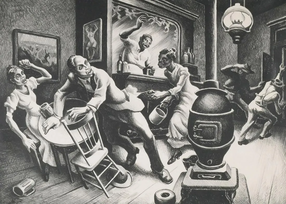 THOMAS HART BENTON Lithograph Frankie & Johnnie