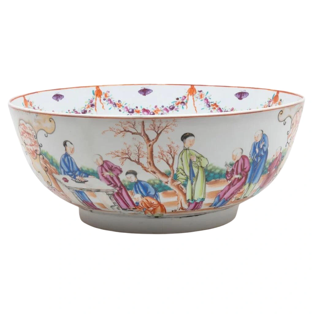 Large Chinese Export Famille Rose Porcelain Punchbowl
