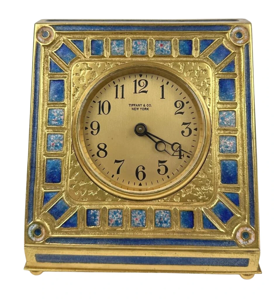 Art Deco Tiffany Furnaces Enameled Desk Clock