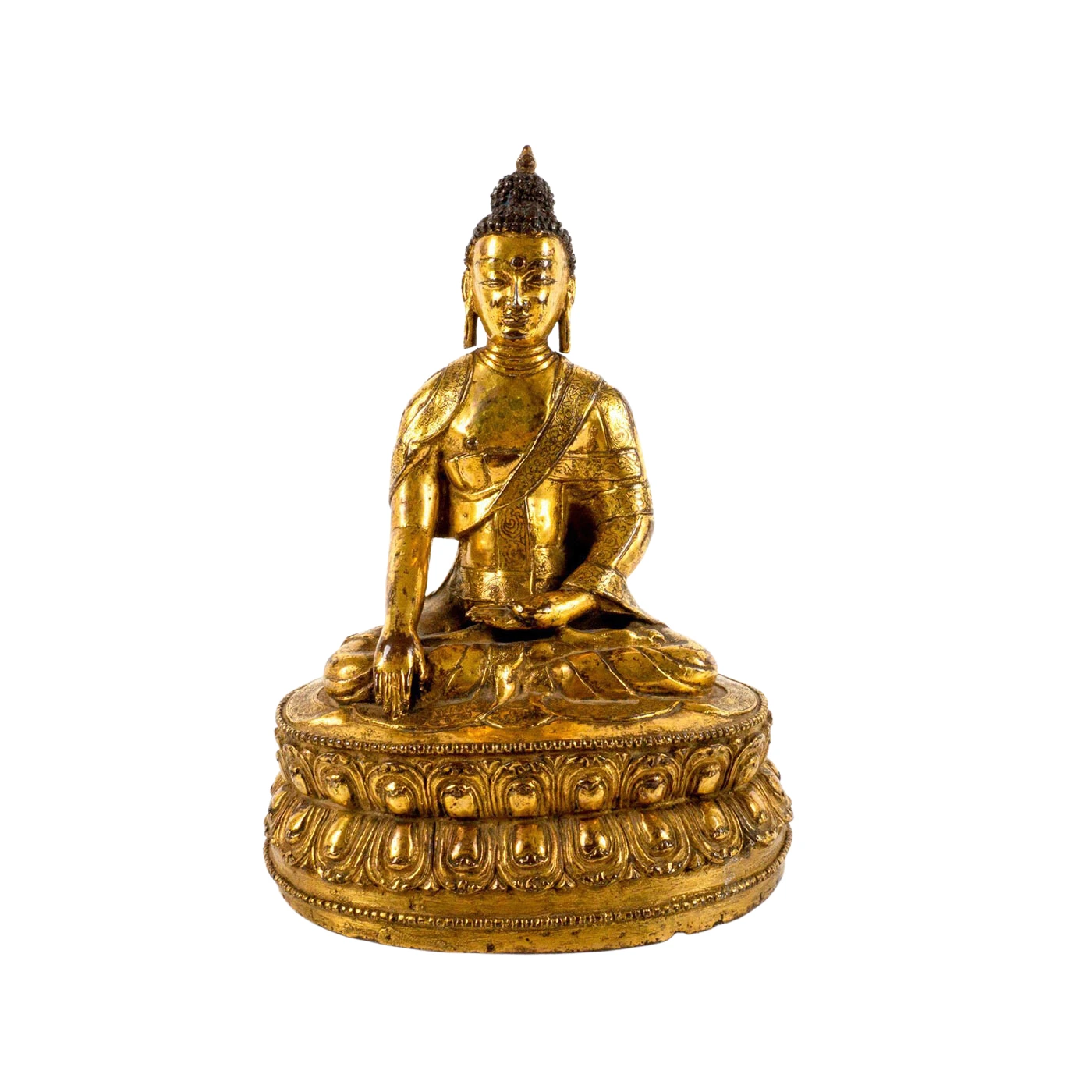 15th Century Tibetan Gilded Bronze Buddha Statue