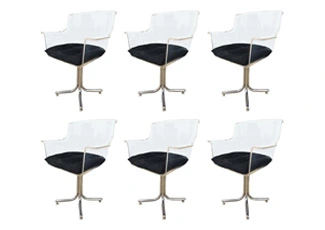 6 Lucite & Chrome Chairs by Leon Rosen for Pace Collection
