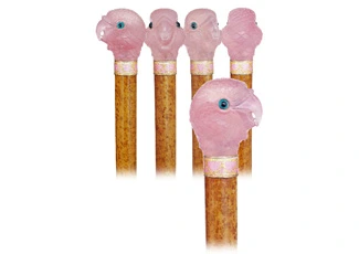 Hardstone and Enamel Exotic Bird Head Cane