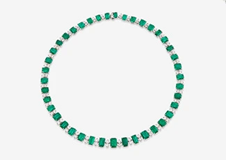 A Platinum, Colombian Emerald, and Diamond Necklace