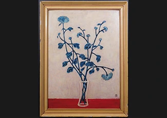 Chang Yu Sanyu, Manner of Title: Blue Chrysanthemums in a Glass Vase