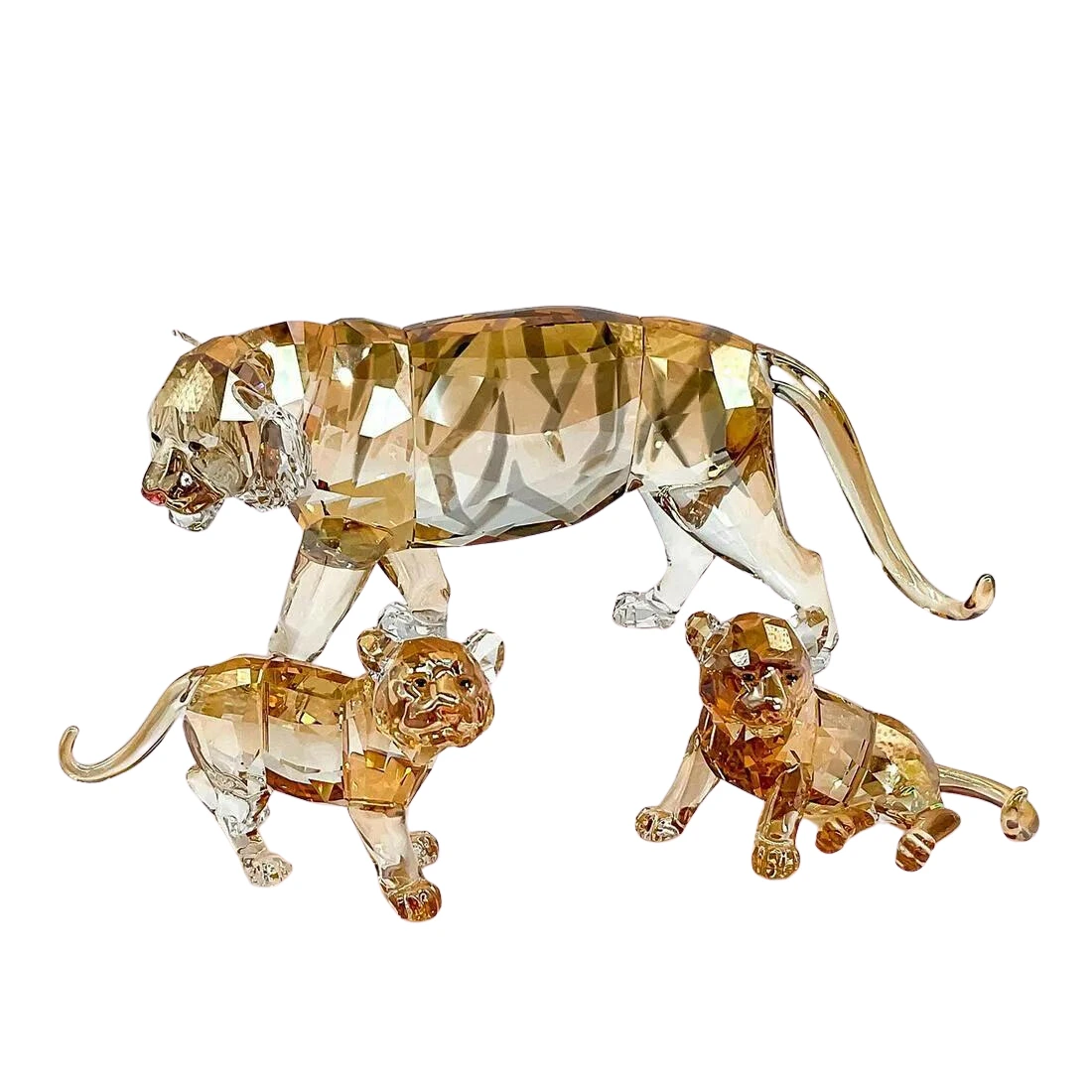 3pc Swarovski Crystal Figurines, Tiger 1003148 And Cubs