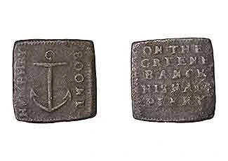 Green Bank [Wapping], Humphry Boone, square Halfpenny