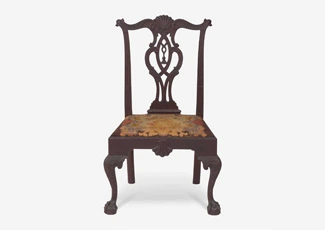 The Shippen Chippendale carved mahogany tassel-back side chair