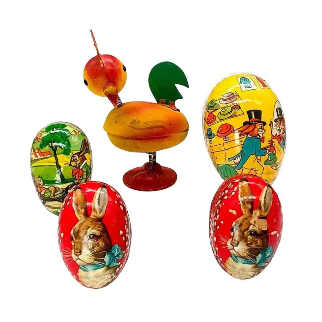 5pc Collection of Vintage Paper Easter Eggs from Germany
