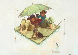 Norman Rockwell (1894-1978) Me and My Pal Fishing Raft