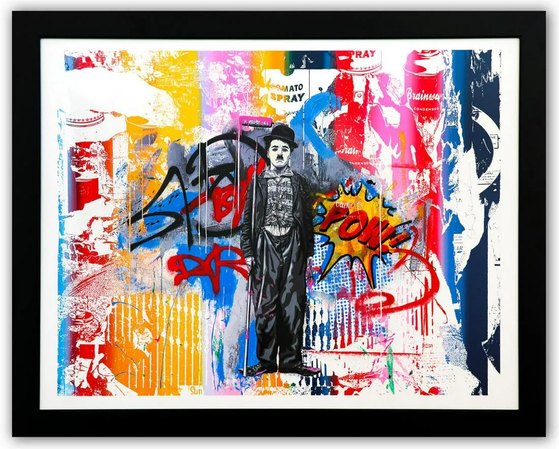 Mr. Brainwash- Original Mixed Media on Deckled Edge Paper "Gold Rush"