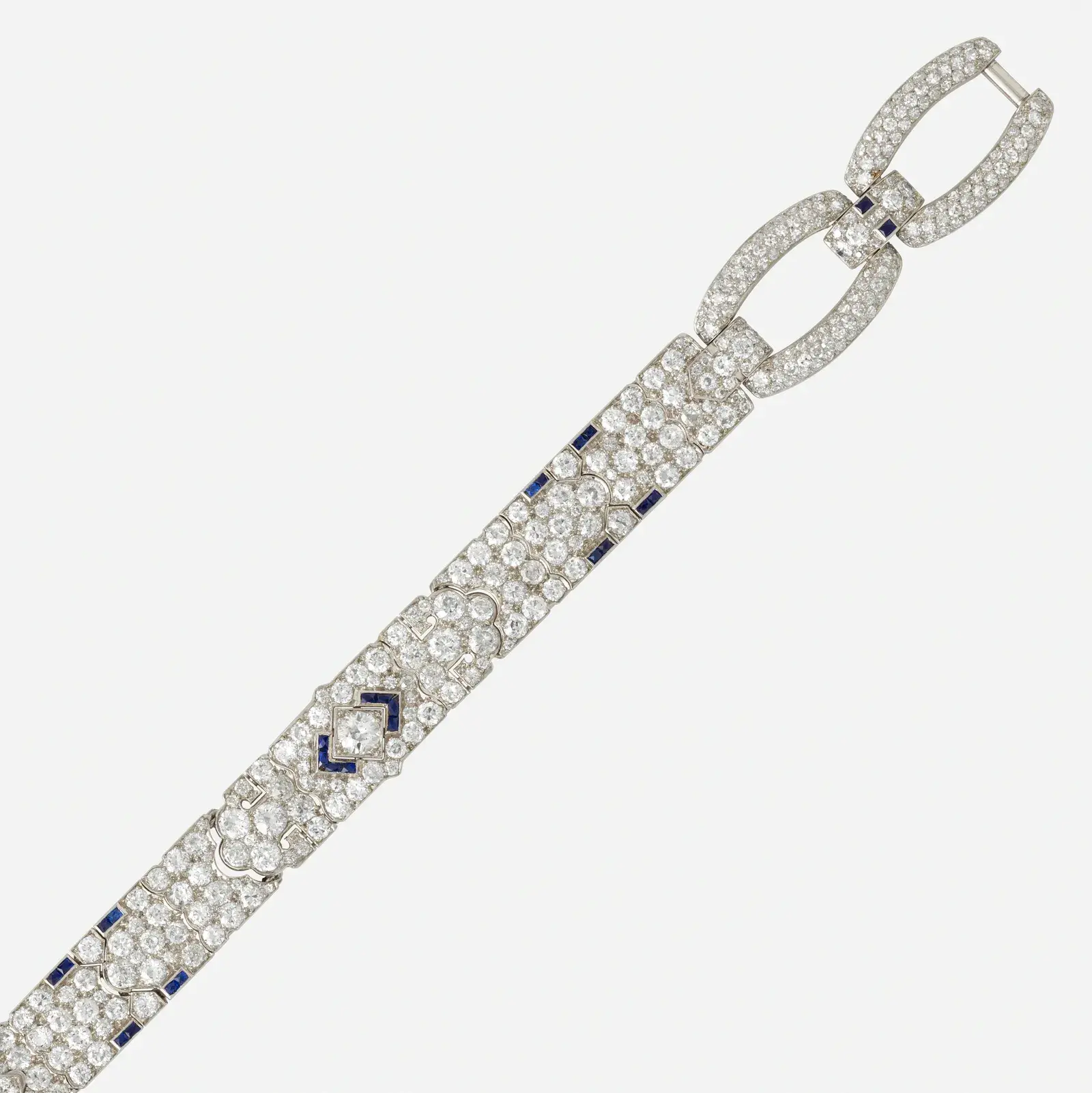 Cartier Art Deco diamond, sapphire, and platinum bracelet