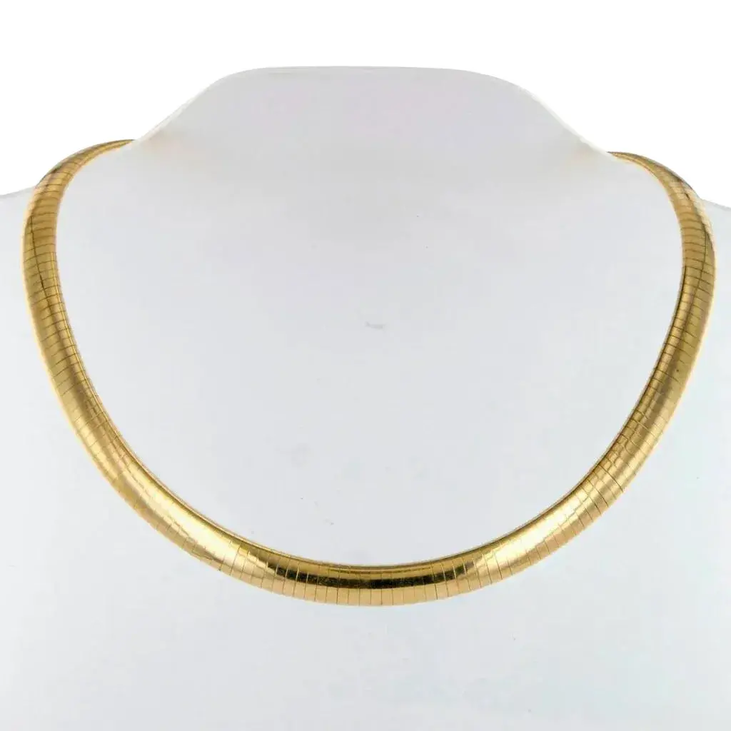 Italian 14K Yellow Gold Omega Chain Chocker Necklace