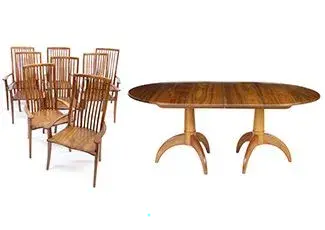 Stephen Swift Figured Mahogany Double Pedestal Dining Table and Eight Armchairs