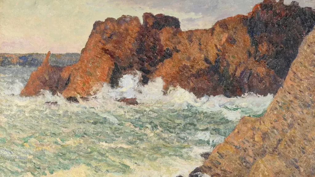 Maxime Maufra (1861-1918), Côte rocheuse, Morgat (Rocky Coast, Morgat), oil on canvas, 60 x 73 cm/23 x 29 in.
Estimation : €20,000/30,000