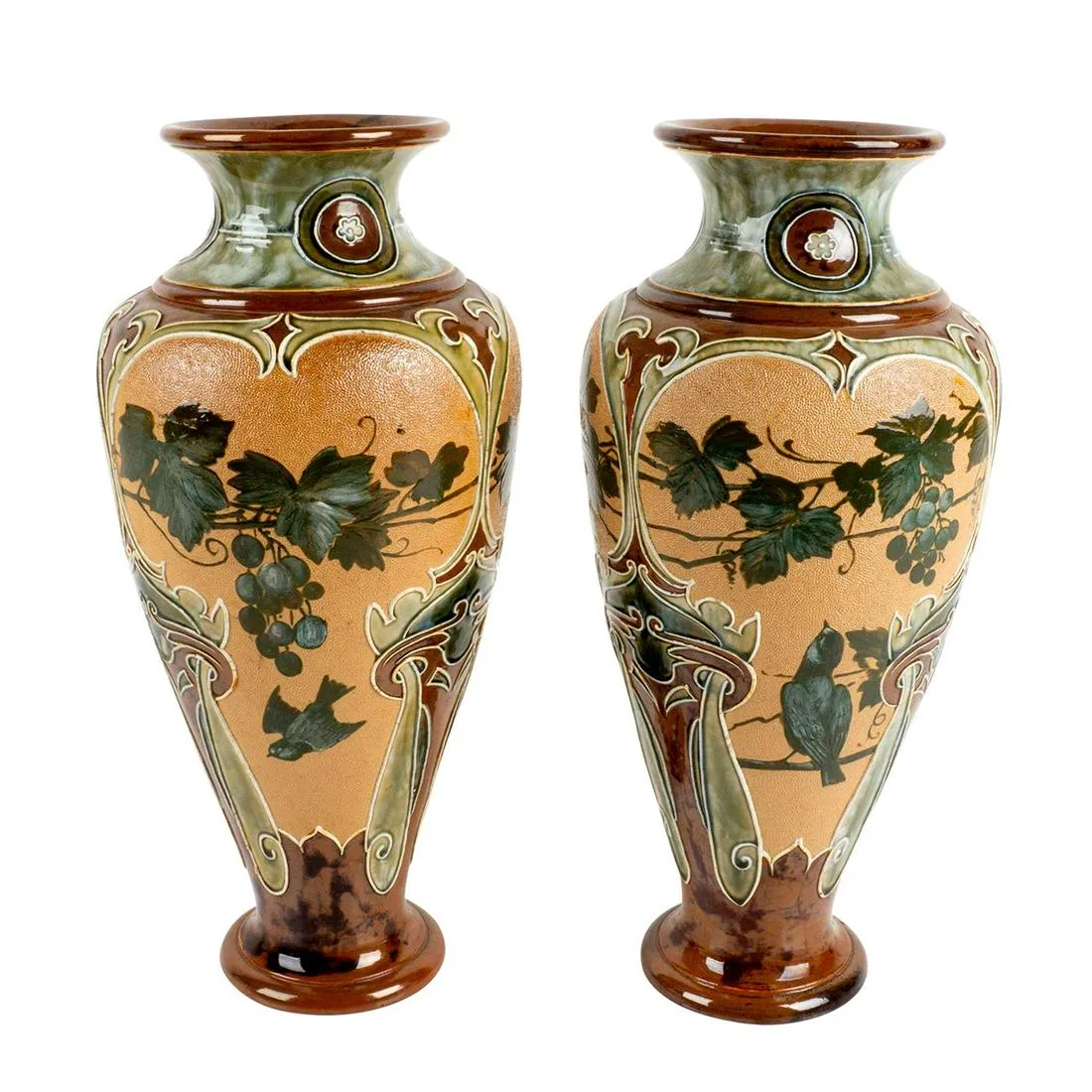Pair of Royal Doulton Florence Barlow Stoneware Vases