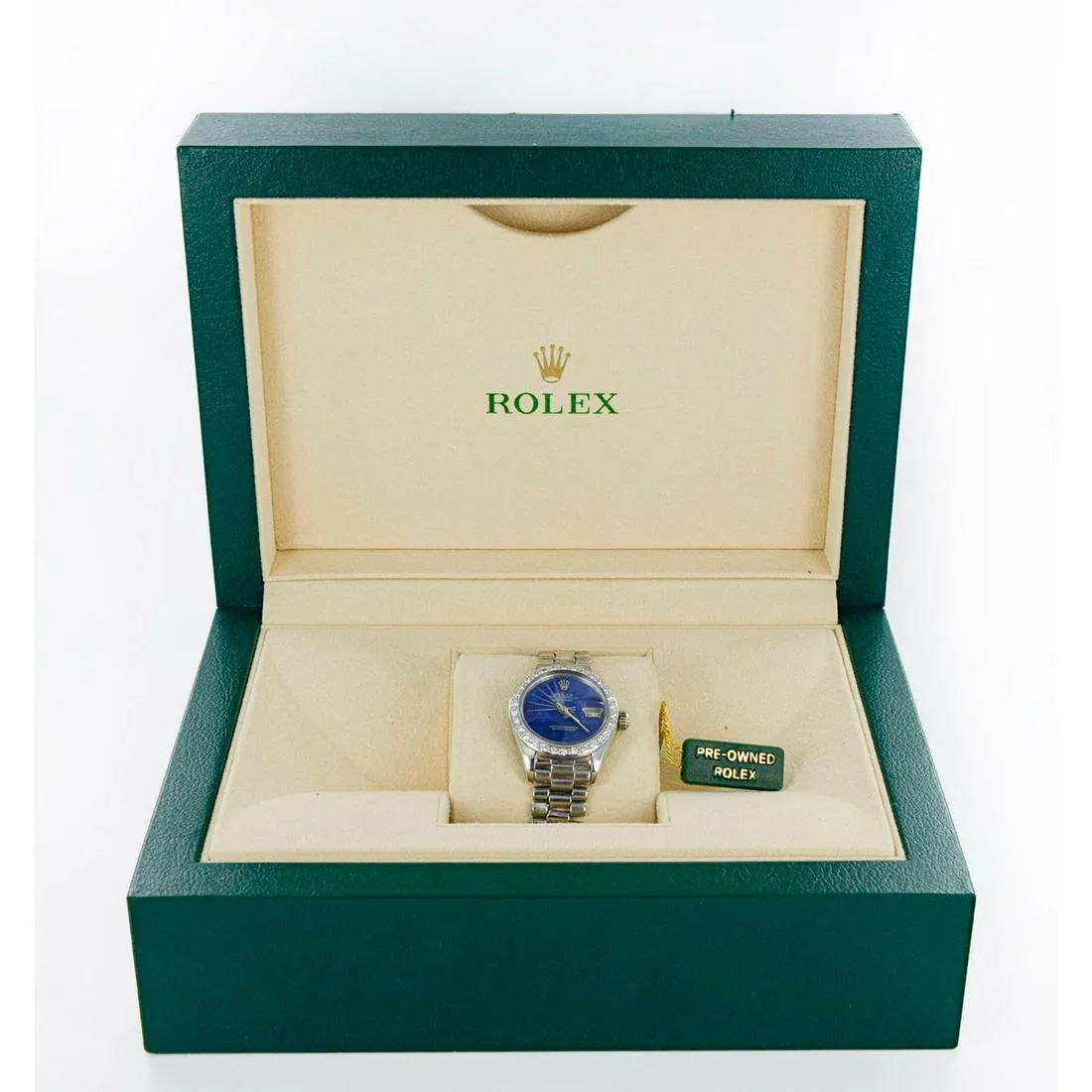 Rolex 18K White Gold Datejust Diamond Lapis Lazuli Watch