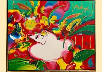 Peter Max Title: Flower Blossom Lady (Over-sized Original Acrylic painting on Canvas)