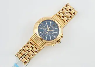 Men’s Gold and Stone Bracelet Watch, 31 Jewels, Boucheron, 18K 123 dwt. all with box, papers and extra leather band