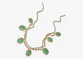 A 14K Yellow Gold and Malachite Necklace