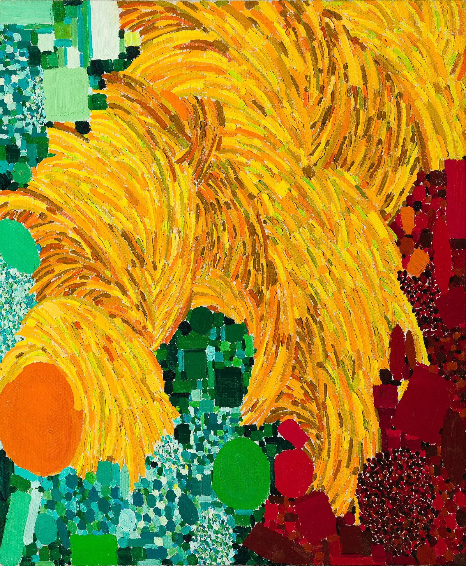 Lynne Drexler (Am. 1928-1999), "Meadow's Edge" 1967, Oil on canvas, unframed